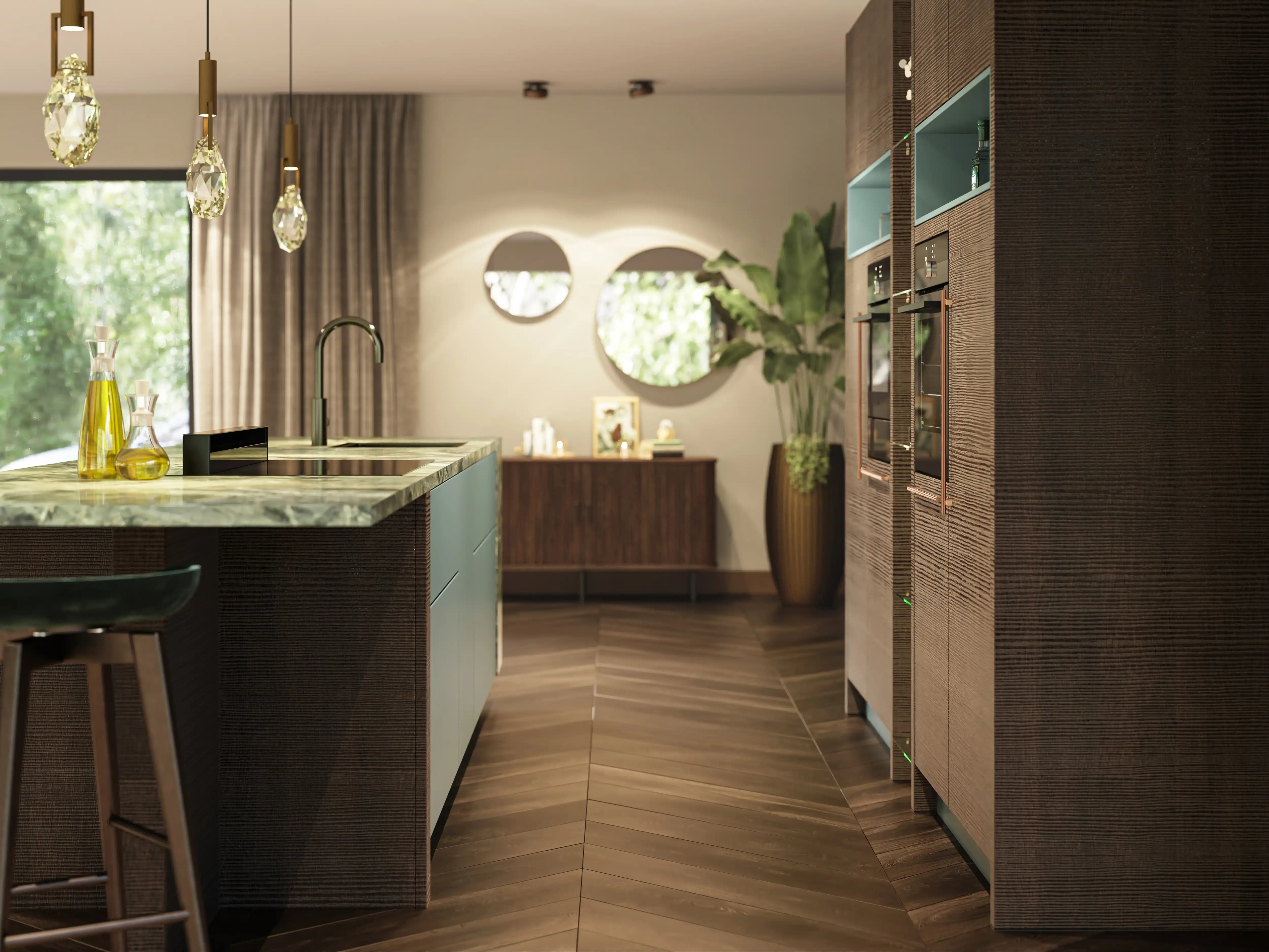 Keller design keuken met verschillende materialen Intermat Keukens