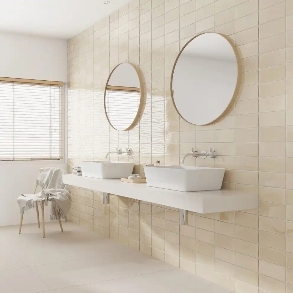 Mosa Tide dark beige badkamer vloer en wandtegels Tegels Intermat